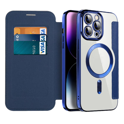 Étui portefeuille pour téléphone avec porte-cartes et fermoir magnétique – Housse à rabat avec protection RFID et support pour iPhone séries 12/13/14/15