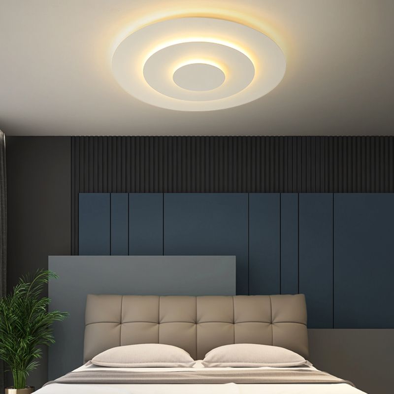 LED Flush Mount Ceiling Light 20 in White Acrylic Dimmable Round Fixture for Bedroom Living Room Modern Home Lighting