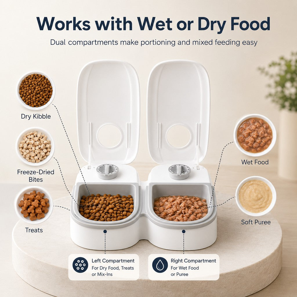 Ortekor 48-Hour Timed Pet Feeder for Cats & Small Dogs - Scheduled Meals for Workdays, Short Trips & Busy Pet Parents