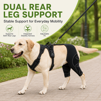 Ortekor Dual Rear Leg Dog Support Brace with Harness - Walking Stability for Weak Hind Legs