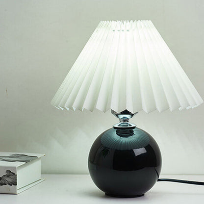 Ceramic Accent Lamp with Fabric Shade 11x9.5 in E26 Socket for Nightstand Desk Study Room Reading Light Modern Home Decor