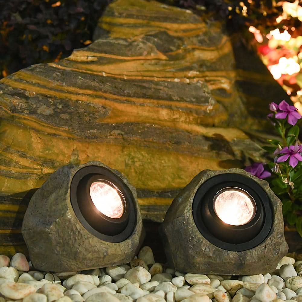 Stoneva - Lampe de jardin solaire imitation pierre
