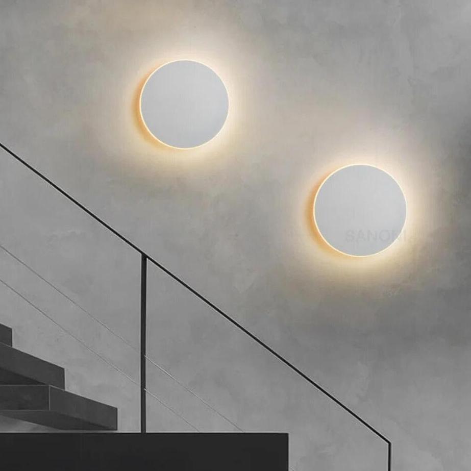 Round LED Sconce 12 in Aluminum Warm Glow for Bedroom Hallway Entryway Modern Minimalist Interior Ambient Lighting Fixtures