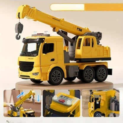 Construction Crane Truck Toy with Movable Arm, Lights and Sounds