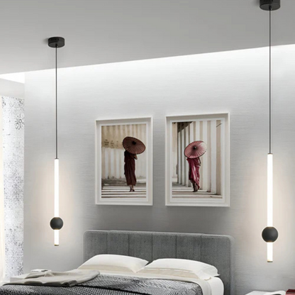 Slim Linear LED Ceiling Light 24 in Black White Modern Hanging Fixture Over Dining Table Kitchen Island Bar Counter