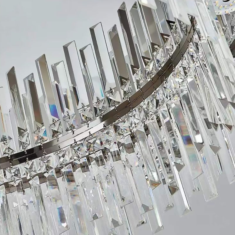 Plafonnier encastré en cristal chromé, LED à intensité réglable de 50 à 100 cm, luminaire rond à profil bas pour chambre, salon et salle à manger, style moderne
