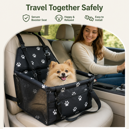 Ortekor Foldable & Breathable Canvas Dog Car Booster Seat (Includes Travel Bag)