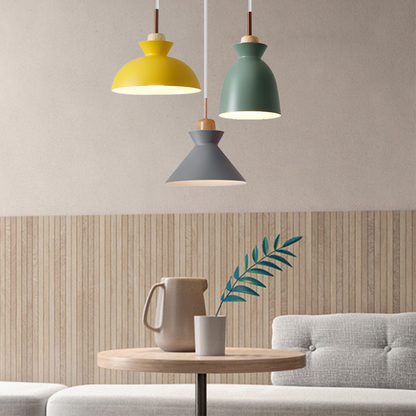 Wooden Hanging Light Fixture 11 inch E27 Socket Modern Nordic Ceiling Lamp for Bedroom Living Room Dining Area Kitchen Island Entryway Hallw