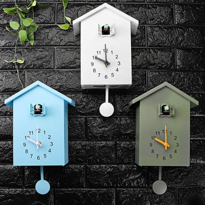 Quartz Wall Clock with Hourly Bird Call | Silent Movement Timepiece | Wood & Resin Construction for Living Room Kitchen Office | Modern