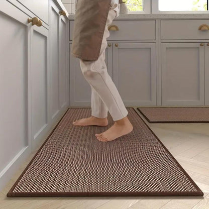 Anti-Fatigue Kitchen Runner Set 18×47 & 18×28 Inch Non-Slip Comfort Floor Mats Beige Cushioned Standing Pad for Sink Stove Cooking Area