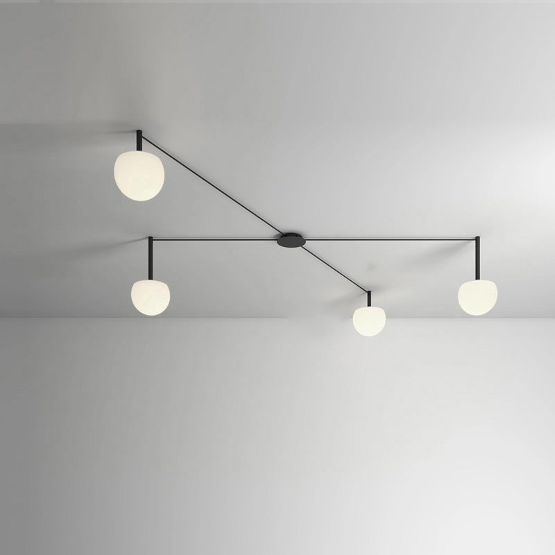 Suspension multi-globes en métal et verre dépoli, 47 pouces, luminaire blanc réglable pour salle à manger, îlot de cuisine, chambre, style scandinave moderne