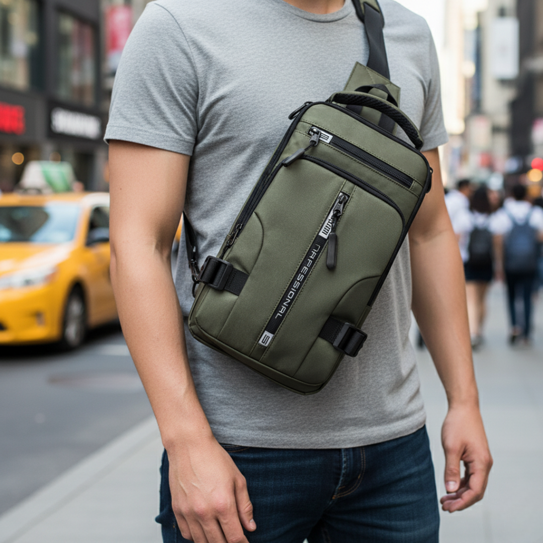 Sac à bandoulière avec fermetures éclair dissimulées antivol et port de chargement USB – Sac à dos en nylon résistant à l'eau pour les voyages, les trajets quotidiens et l'usage au quotidien