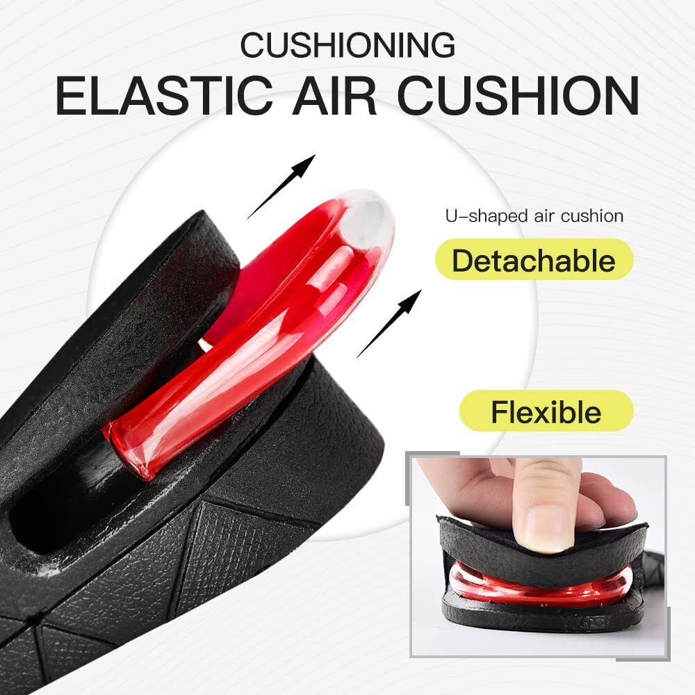 Semelles rehaussantes à hauteur réglable pour hommes – Inserts de chaussures amortissants avec design ventilé – Ajoutez de 2,5 à 9 cm