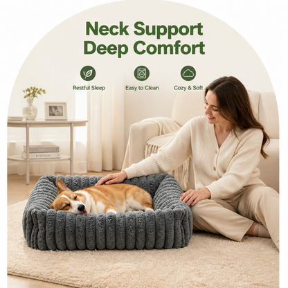 Ortekor Neck-Supporting Extra-Soft Corduroy Bolster Bed (Removable Cover)