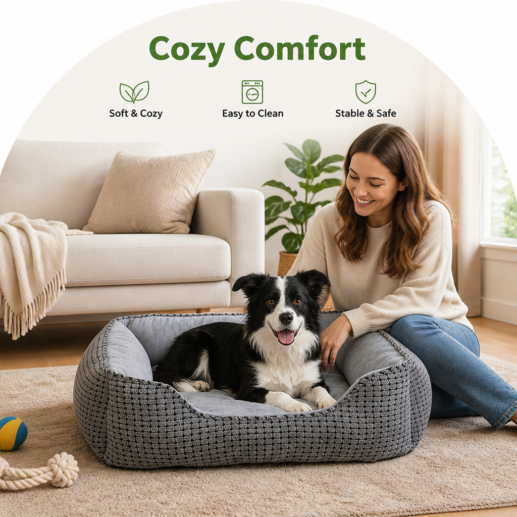 Ortekor Flannel & Machine Washable Non-Slip Dog Bed