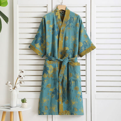 Liora Bathrobe - Lightweight Cotton, Vintage Print Dressing Gown
