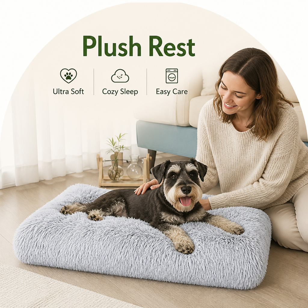 Ortekor Plush Lined Polyester Fill Dog Bed (Removable Cover)