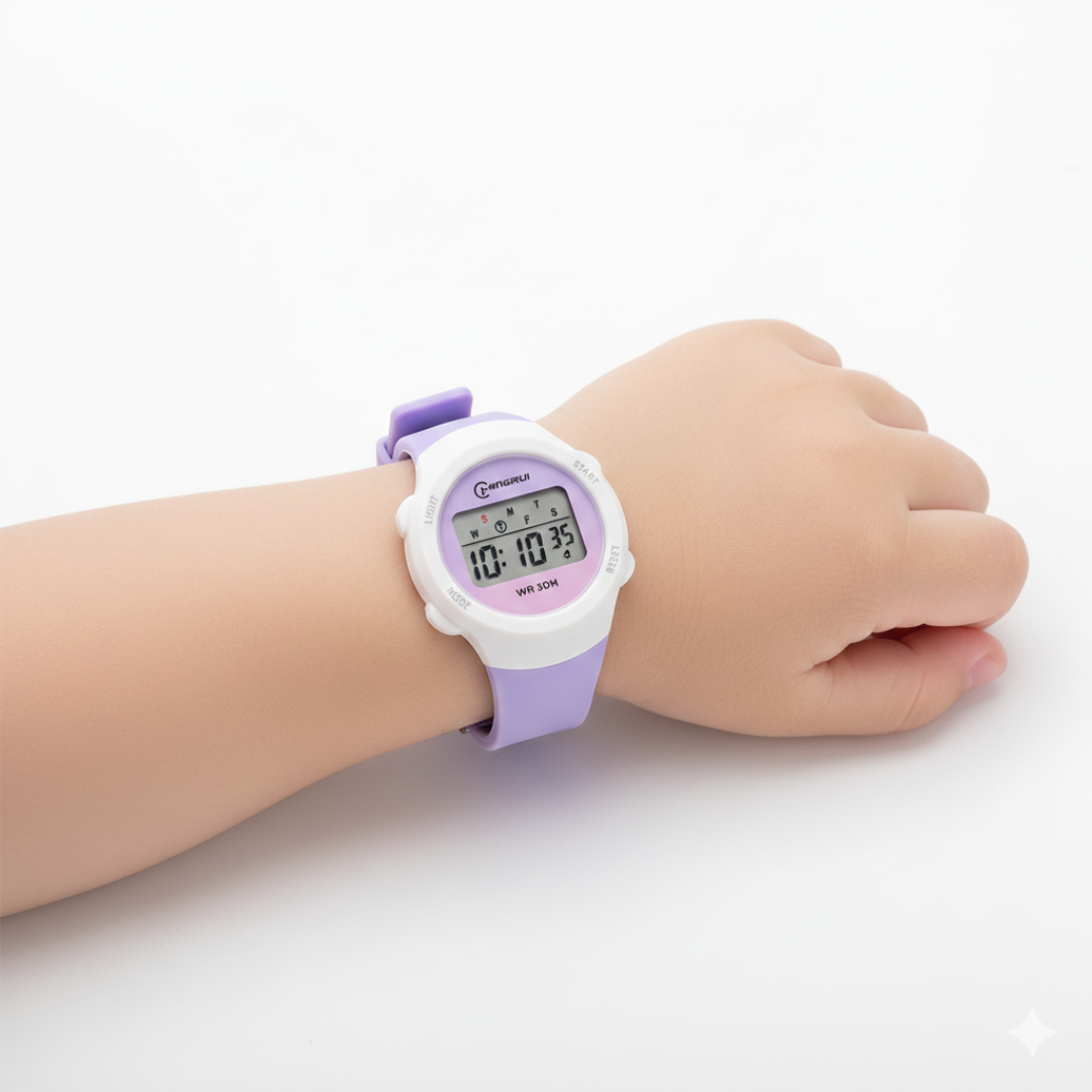 Kids Sport Digital Watch with Alarm Stopwatch & Weekday Display - Water Resistant Silicone Strap Wristwatch for School & Outdoor Play