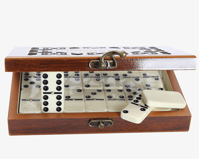 Classic Dominoes Set with Wooden Storage Case – 28 Tiles for Family Game Night
