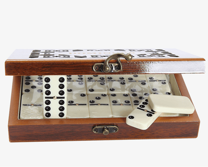 Classic Dominoes Set with Wooden Storage Case – 28 Tiles for Family Game Night