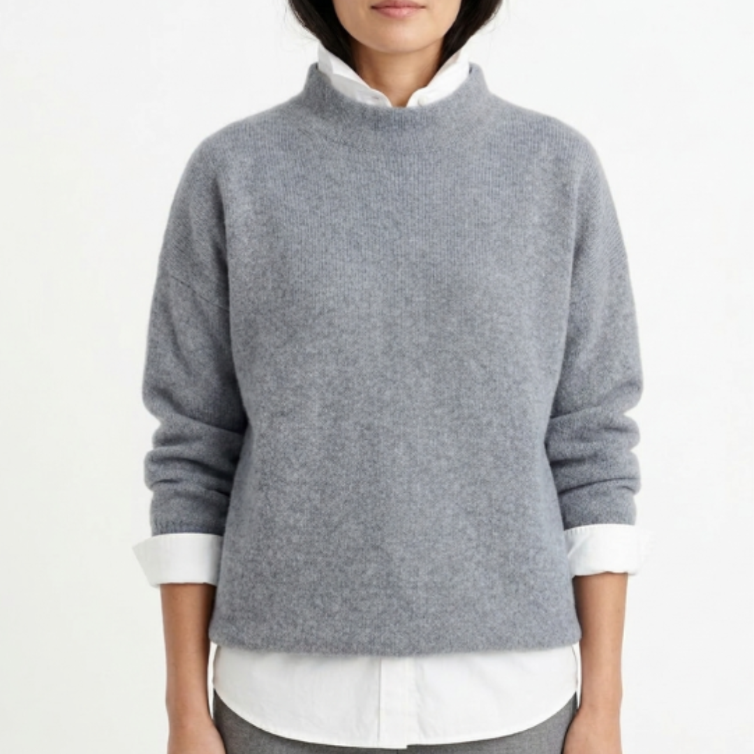 Women's Relaxed Pullover Sweater in Soft Polyester – Crew Neck Long Sleeve Casual Top for Everyday Comfort & Layering Year-Round