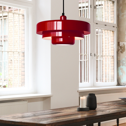 Round Metal Pendant Light 14-Inch Industrial Farmhouse Ceiling Fixture for Kitchen Island Dining Room Bedroom E26 Socket Green Orange