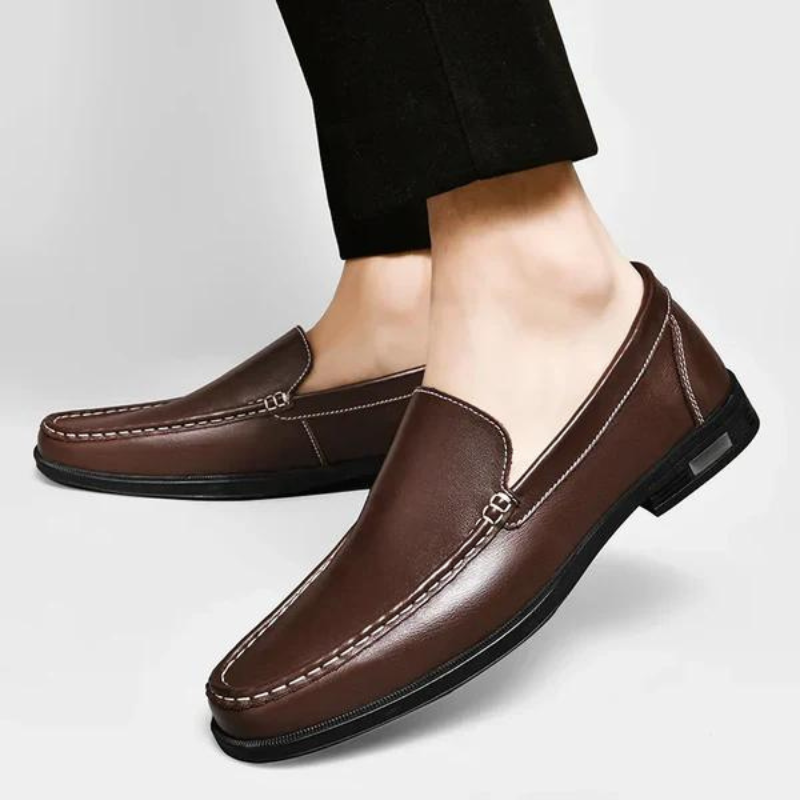 Genuine Leather Loafers Men's Dress Slip-On Shoes Handcrafted Italian Style for Business Casual Office Formal Work