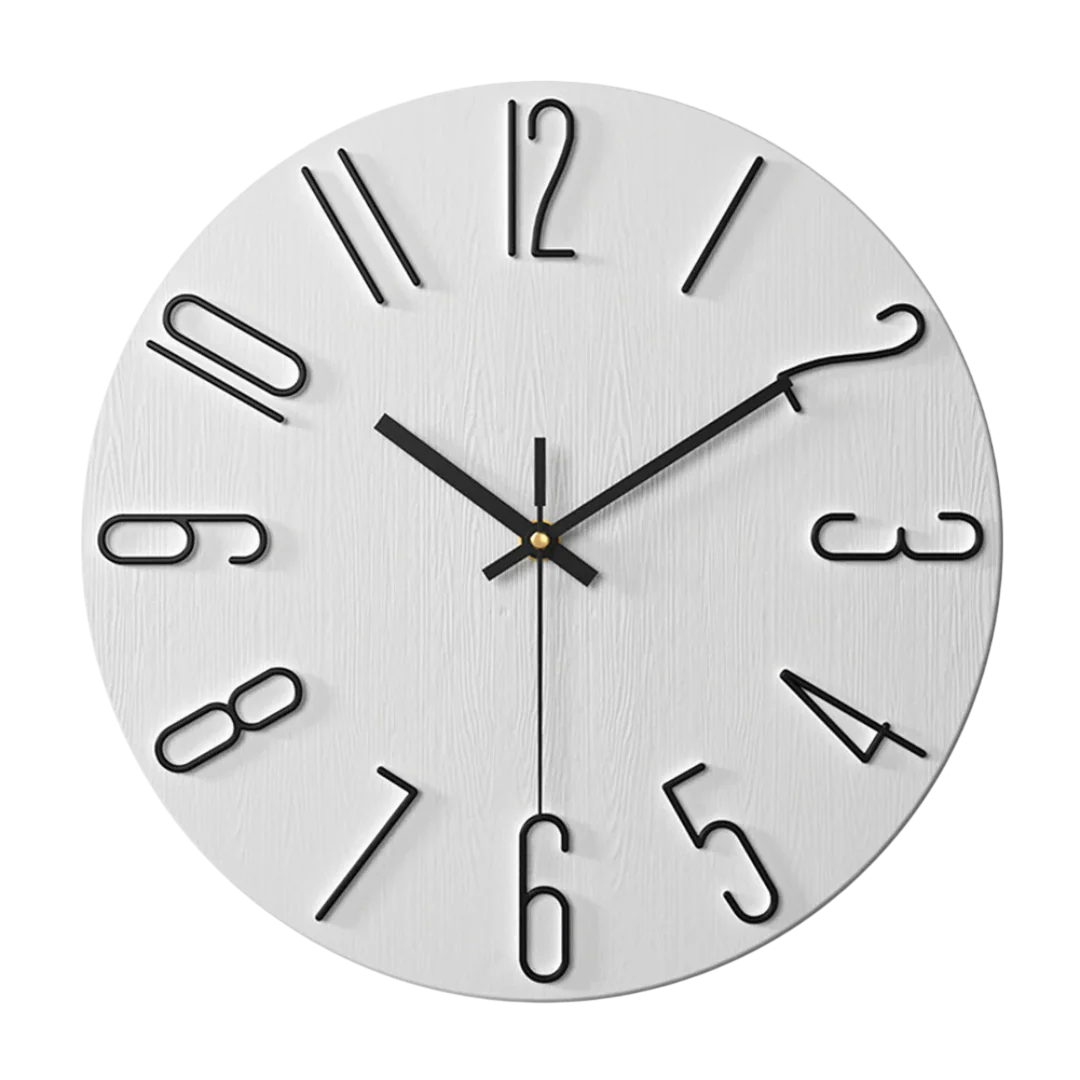12-Inch Quartz Wall Clock – Minimalist Round Design for Home, Office, Bedroom & Kitchen – Silent Non-Ticking Battery Operated