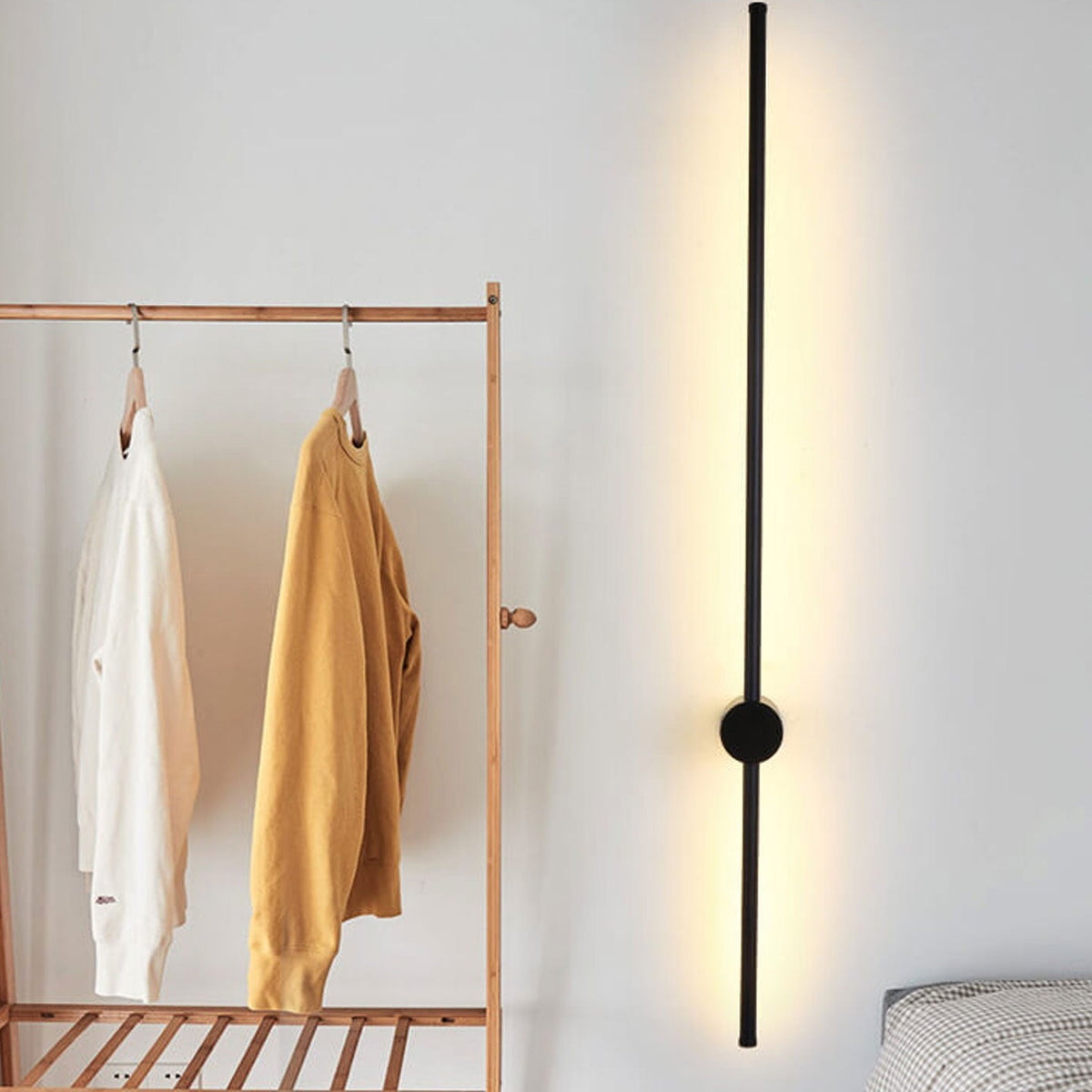 Hardwired LED Sconce Black Aluminum 24 in Contemporary Hallway Bedroom Office Reading Light 600 Lumens Warm White Neutral Dimmable Modern Fi