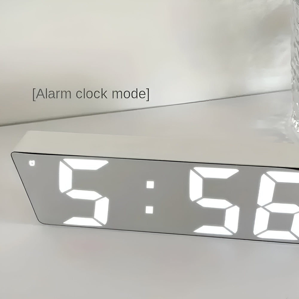 Réveil LED avec affichage miroir, température, date, format 12/24h, fonction répétition, alimenté par pile ou USB, pour table de chevet, chambre, bureau
