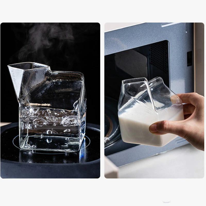 Compact Glass Milk Carton Mug