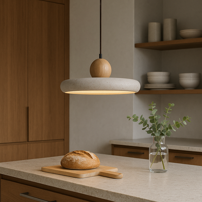 Suspension Élégante en Pierre | Design en Travertin Naturel avec Hauteur Réglable | Éclairage d'Ambiance pour Intérieurs Modernes