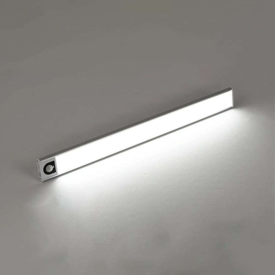 Motion Sensor LED Under Cabinet Light Rechargeable Magnetic Strip Battery Powered Kitchen Closet Pantry Hallway Wireless Lighting Bar for Co