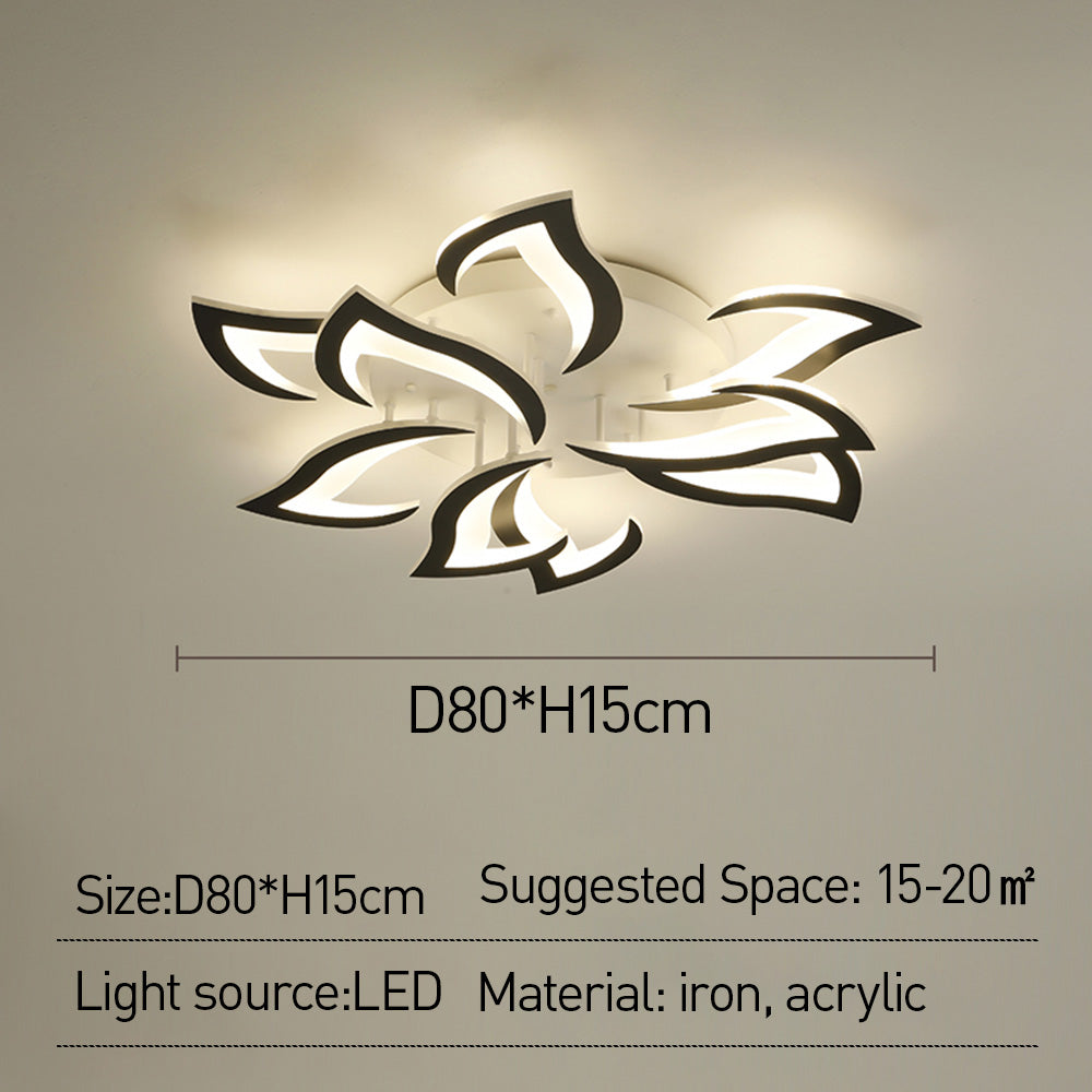 Flush Mount LED Fixture Metal Acrylic Black Layered Floral Pattern for Bedroom Living Room Hallway Contemporary Home Decor Overhead Light