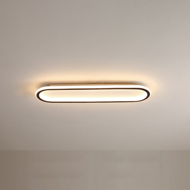 Plafonnier LED encastré ovale extra-plat noir et blanc pour chambre, couloir, entrée, foyer, éclairage contemporain, moderne et minimaliste