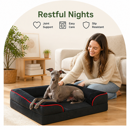 Panier pour chien en mousse alvéolée orthopédique antidérapant Ortekor (housse amovible et lavable)