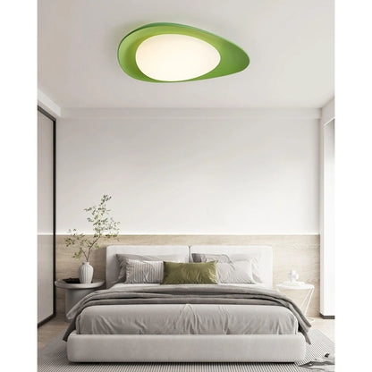 Organic Resin LED Flush Mount Light Green Beige for Bedroom Living Room Dining Room Modern Overhead Lighting Nature-Inspired