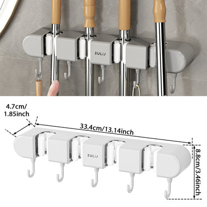 Wexley Wall Mount Organizer - Plastic and Stainless Steel, Broom Holder