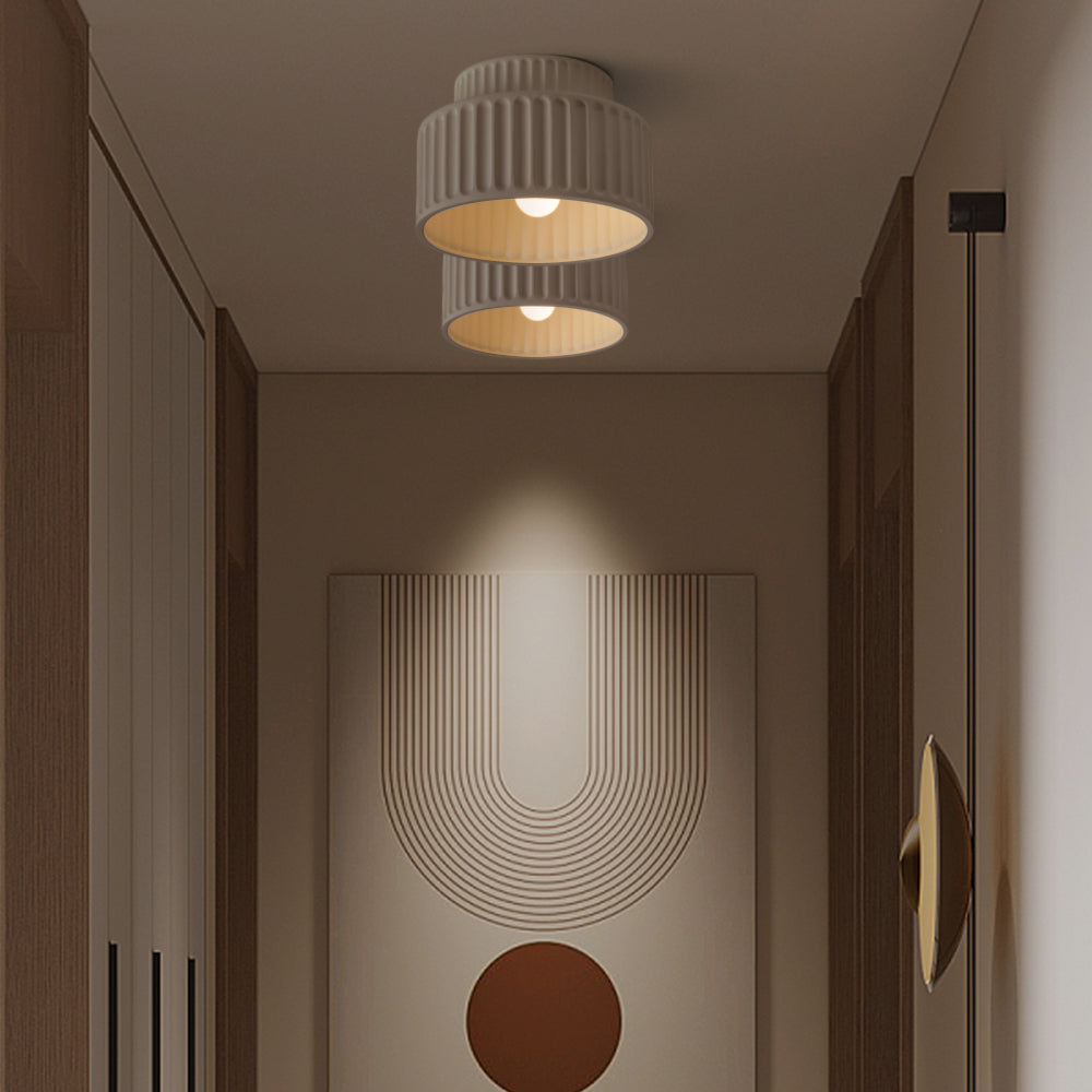 Plafonnier encastré en résine, douille E27, abat-jour texturé blanc pour cuisine, chambre, couloir, style moderne, minimaliste et scandinave à profil bas