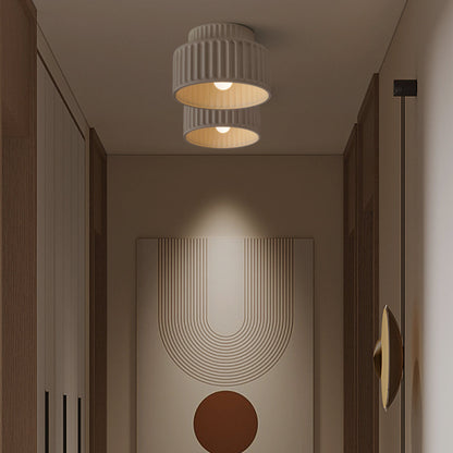 Plafonnier encastré en résine, douille E27, abat-jour texturé blanc pour cuisine, chambre, couloir, style moderne, minimaliste et scandinave à profil bas