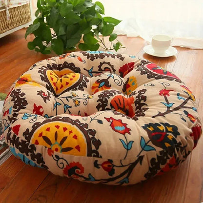 BohoBloom – Coussin de sol rond en coton