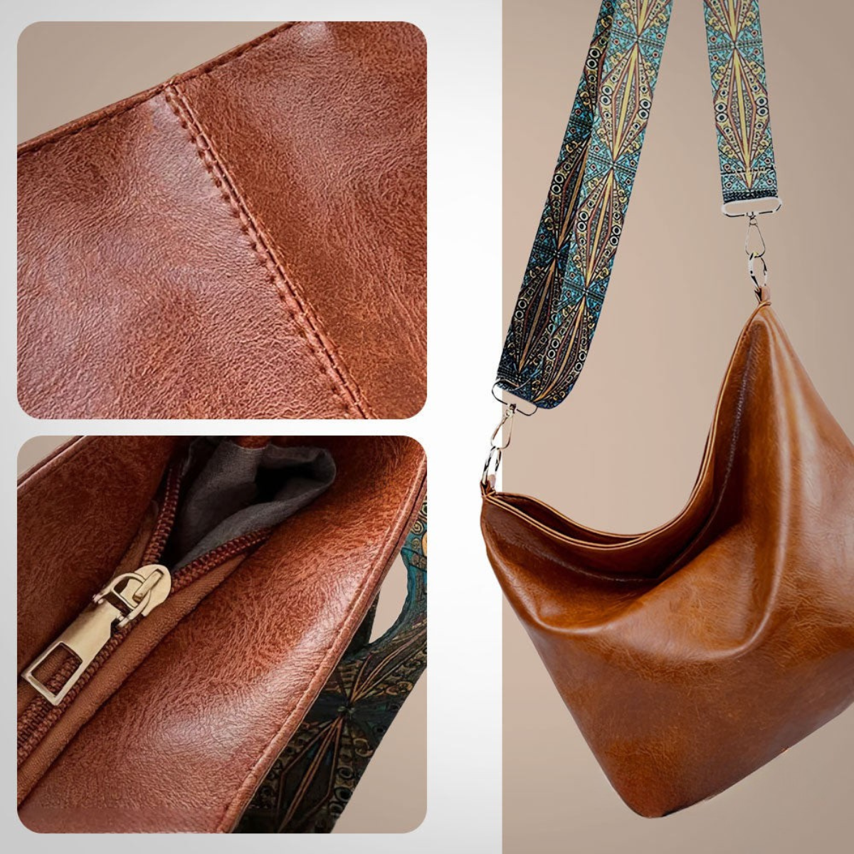 Genuine Leather Crossbody Purse with Adjustable Strap – Vintage Flap Bag for Women | Everyday Shoulder Handbag with Magnetic Closure
