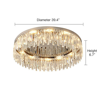 Plafonnier encastré en cristal chromé, LED à intensité réglable de 50 à 100 cm, luminaire rond à profil bas pour chambre, salon et salle à manger, style moderne