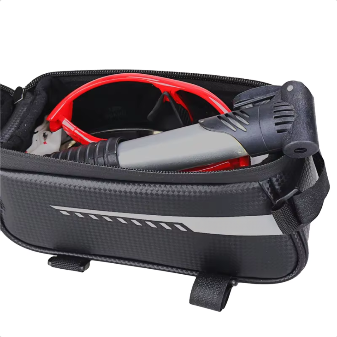 Bike Phone Holder Bag Waterproof Touchscreen Handlebar Pouch for iPhone & Android | Front Frame Storage Organizer for Cycling Commute