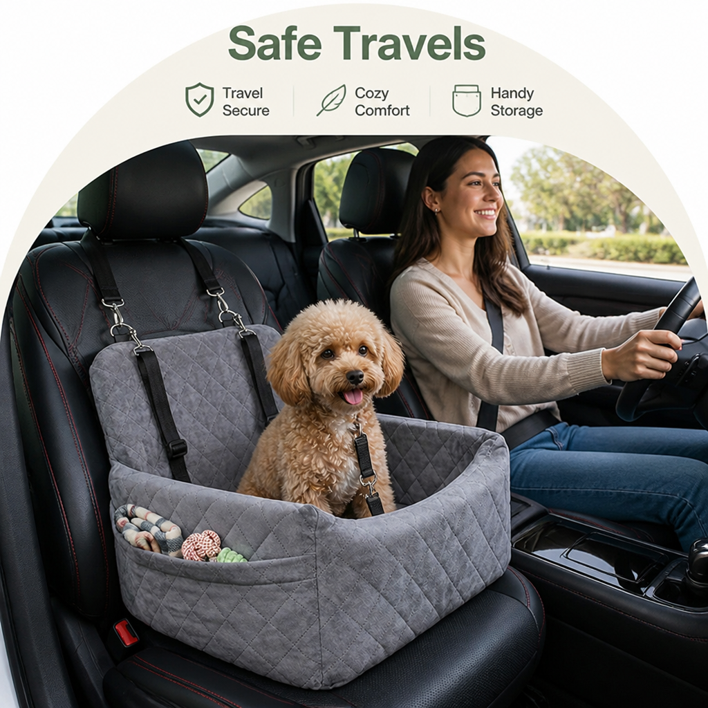Ortekor Breathable & Washable Dog Car Seat (Built-In Safety Belt)