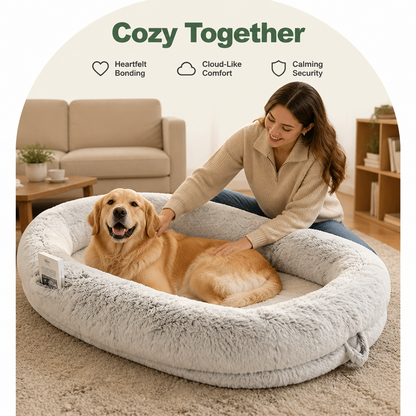 Lit pour humain façon canapé pour chien Ortekor, orthopédique et en fausse fourrure lavable (housse amovible)