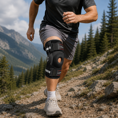 Hinged Knee Brace with Dual-Side Stabilizers – Adjustable Compression Support for Men & Women, Open Patella Design for Running, Sports &