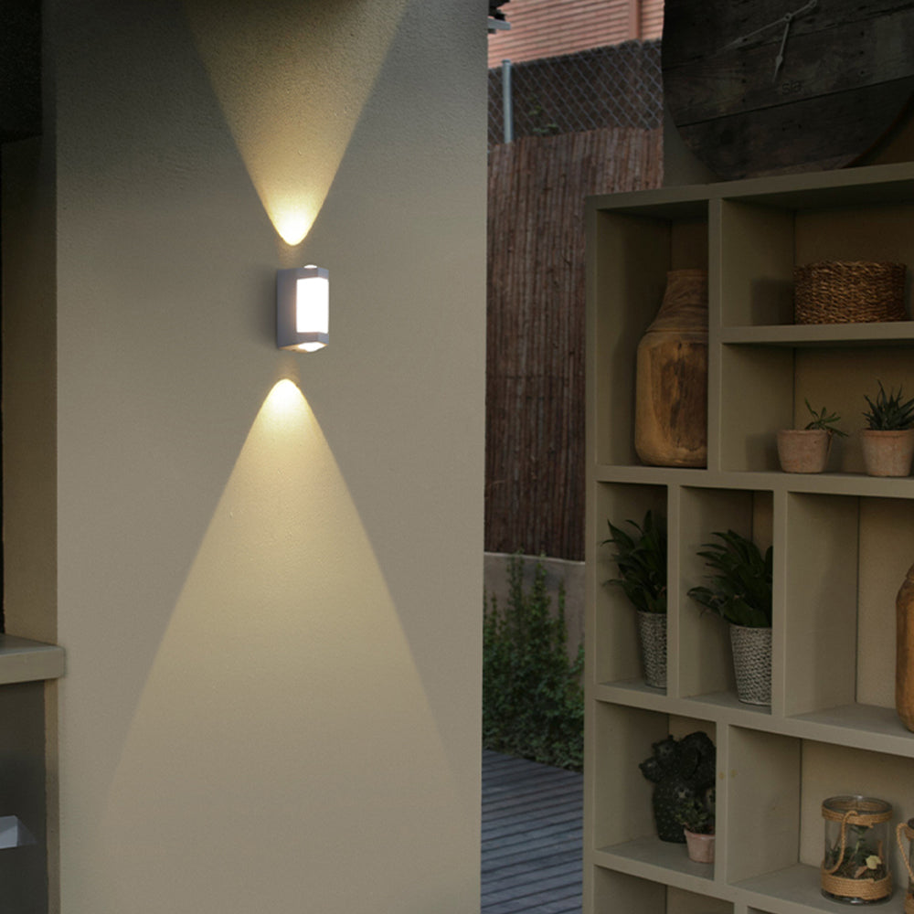 Cylindrical Outdoor Wall Sconce Up Down Light 10W LED Weatherproof Porch Facade Fixture Black White for Entryway Garden Patio Pathway Modern