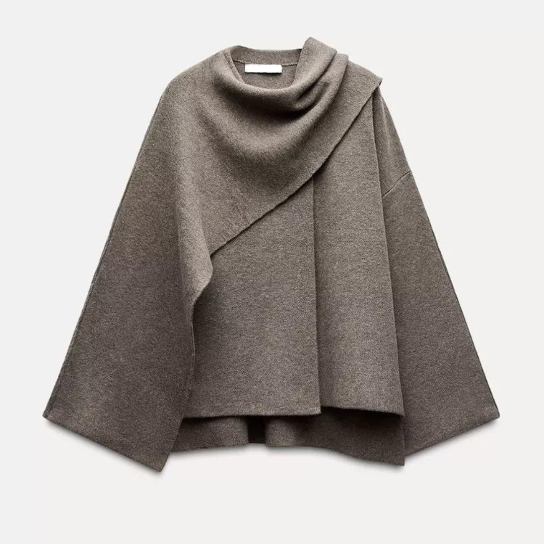 Wynora Women's Cape - Textured Fabric, Oversized Poncho Style