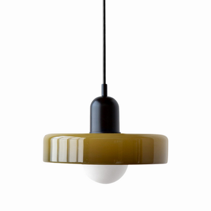 Glass Disc Pendant Light with Adjustable Cord – Modern Ceiling Fixture for Dining Room, Kitchen Island & Living Room